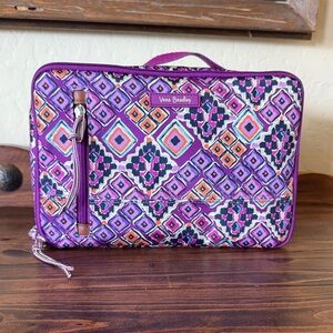 Vera Bradley Lighten Up Dream Diamond Purple Large Travel Blush & Brush Bag